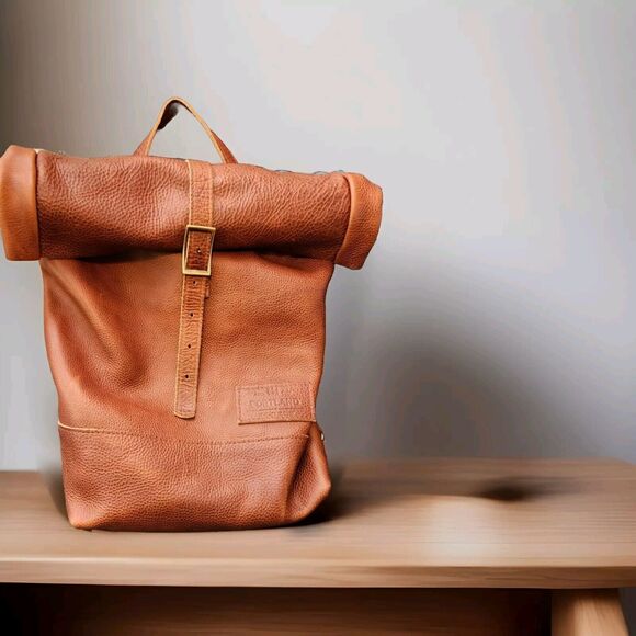 Portland Leather Goods Roll Top Backpack Sedona / Nutmeg Brown Pebbled Leather - Picture 1 of 15